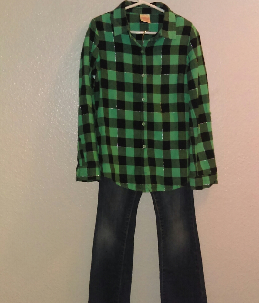 Old Navy jeans & Faded Glory flannel shirt